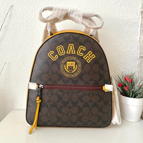 Coach Jordyn Signature Backpack with Gold Hardware Shop Coach Gold/Brown Signature Coated Canvas and Leather  main image 3